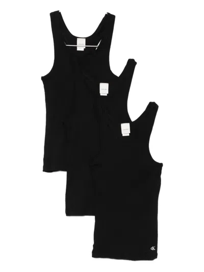 Calvin Klein Cotton Top (set Of Three) In Black