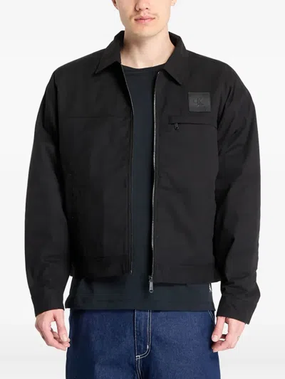 Calvin Klein Cotton Twill Jacket In Black