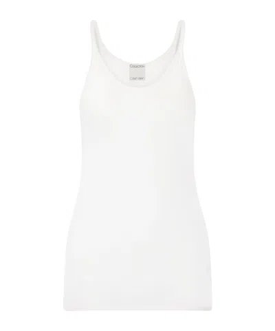 Calvin Klein Cotton-blend Jersey Tank Top In White