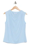 Calvin Klein Cowl Drape Neck Mesh Knit Top In Blue