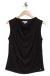 Calvin Klein Cowl Drape Neck Mesh Knit Top