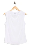 Calvin Klein Cowl Drape Neck Mesh Knit Top In White