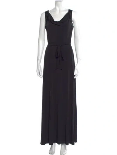 Pre-owned Calvin Klein Cowl Neck Long Dress In Black