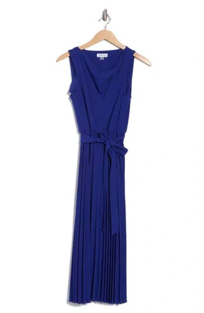 Calvin Klein Cowl Neck Sleeveless Pleated A-line Dress