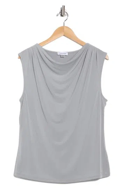 Calvin Klein Cowl Neck Top In Gray