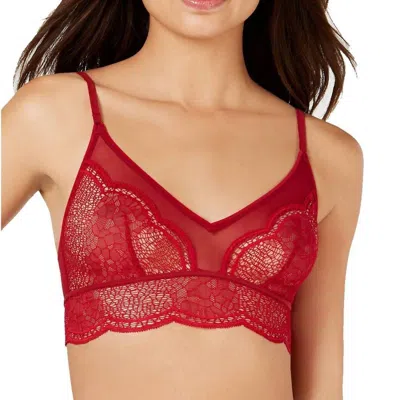 Calvin Klein Crackled Lace Triangle Bralette In Red