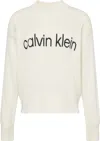 Calvin Klein Cream Relaxed-fit Sweater With Graphic Logo In Neutral
