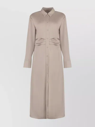 Calvin Klein Crepe Fabric Shirtdress Long Sleeves
