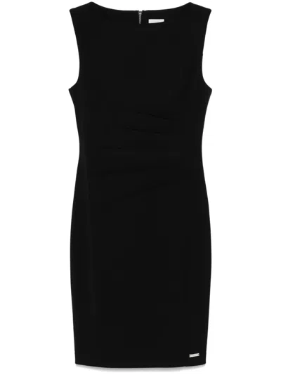Calvin Klein Crepe Gathered Mini Dress In Black