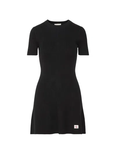 Calvin Klein Crepe Mini Dress In Black