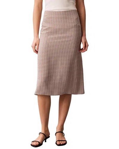 Calvin Klein Crepe Print Midi Skirt In Brown