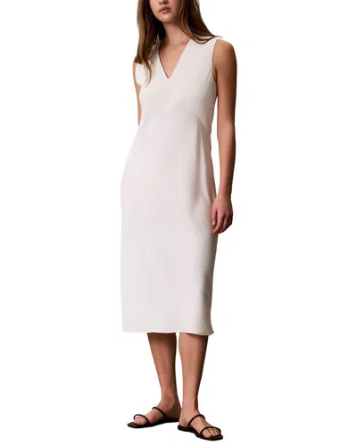 Calvin Klein Crepe Satin Midi Dress In White