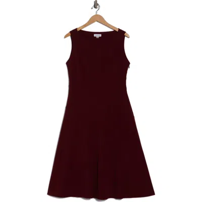 Calvin Klein Crepe Seam Midi A-line Dress In Burgundy