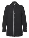Calvin Klein Crepe Tipping Blouse In Nero