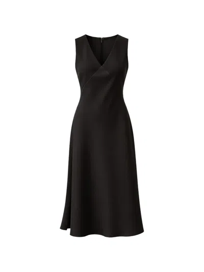 Calvin Klein Crepe V-neck Midi Dress In Black