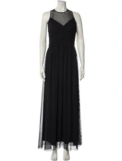 Pre-owned Calvin Klein Crew Neck Long Dress In Black