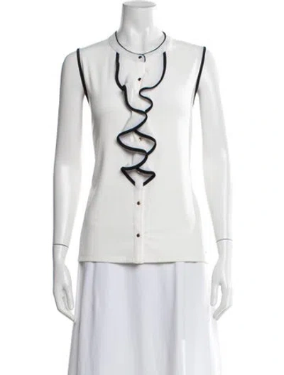 Pre-owned Calvin Klein Crew Neck Sleeveless Top In White
