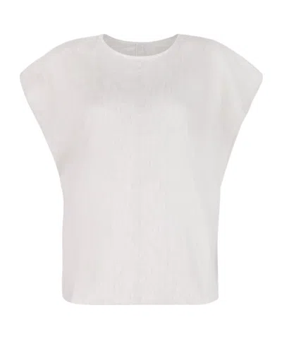 Calvin Klein Crew Neck Top In Off White