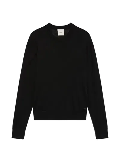 Calvin Klein Crew-neck Long-sleeve Sweater In Black