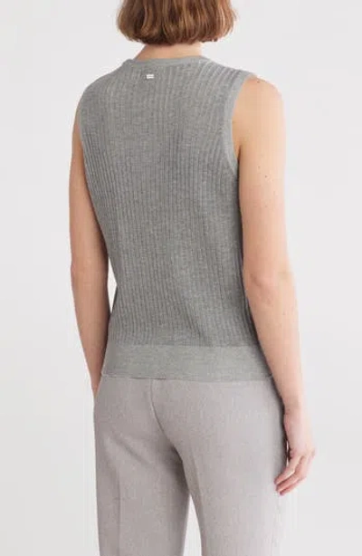Calvin Klein Crewneck Sleeveless Sweater Tank In Heather Grey