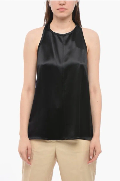 Calvin Klein Crewneck Sleeveless Top With Zip Back In Black