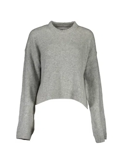 Calvin Klein Chic Gray Embroidered Sweater With Side Slits