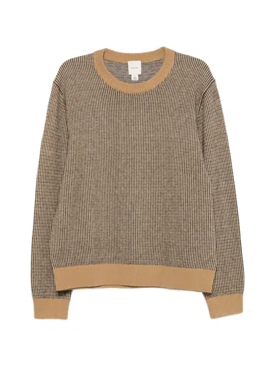 Calvin Klein Crewneck Sweater With Micro-pattern In Brown