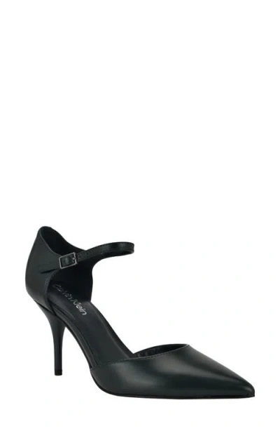 Calvin Klein Crimza Ankle Strap Pump In Dark Green