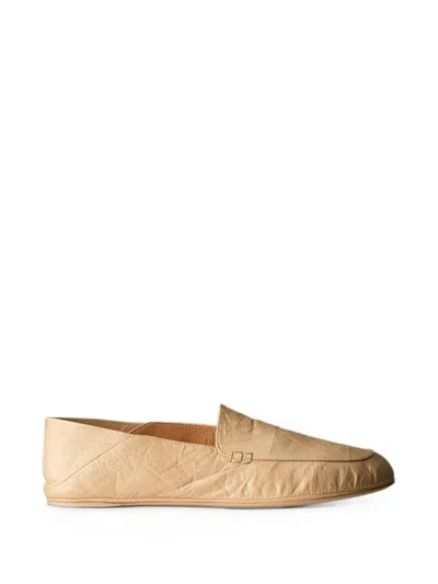Calvin Klein Crinkled-leather Loafers In Neutral
