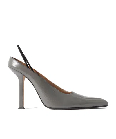 Calvin Klein Crinkled-leather Pumps In Gray