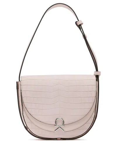 Calvin Klein Crisell Soft Croco Saddle Crossbody In Parfait