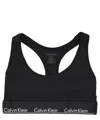 Calvin Klein Plus Modern Cotton Unlined Racerback Logo Tape Bralette In Black-gray