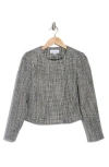 Calvin Klein Crop Tweed Jacket In Black/cream