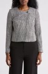 Calvin Klein Crop Tweed Jacket In Gray