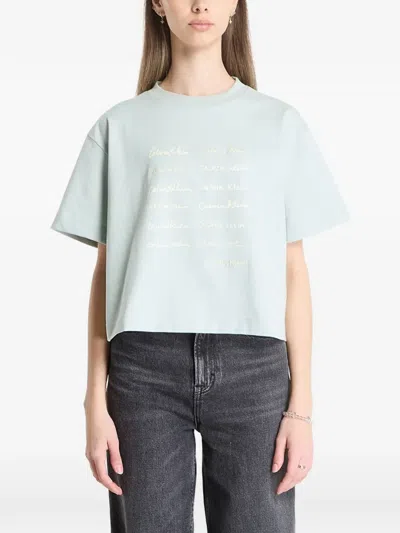 Calvin Klein Cropped Boxy T-shirt In Green