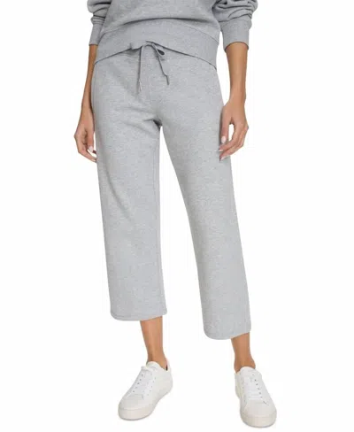 Calvin Klein Cropped Drawstring-waist Pant In Pearl Grey Heather In Multi