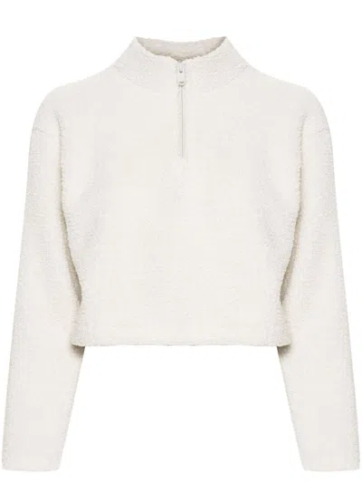 Calvin Klein Cropped Fleece Sweatshirt In Silver