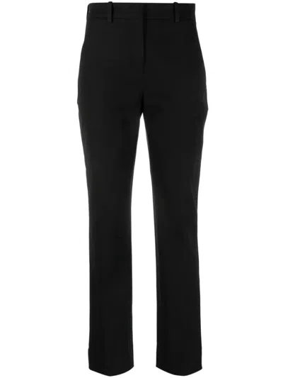 Calvin Klein Linen Cropped Trousers In Schwarz