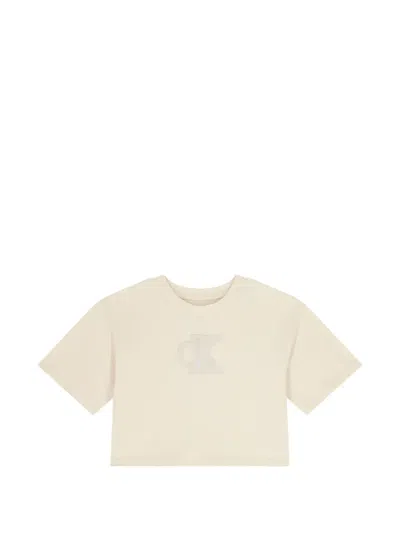 Calvin Klein Kids' Cropped Logo-detail Top In Neutral