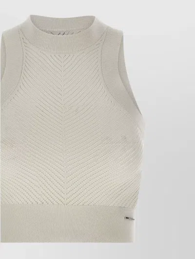 Calvin Klein Cropped Open Stitch Top In White
