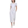 Calvin Klein Cropped Pants Women's Optic Heather Drawstring-waist Fts713 In White