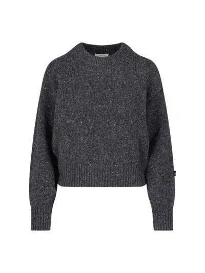 Calvin Klein Cropped Ribbed Knit Sweater In Gray
