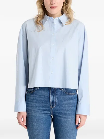 Calvin Klein Cropped Shirt In Blue