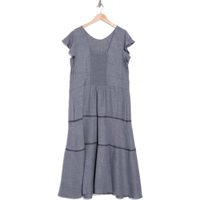 Calvin Klein Crosshatch Cap Sleeve A-line Midi Dress