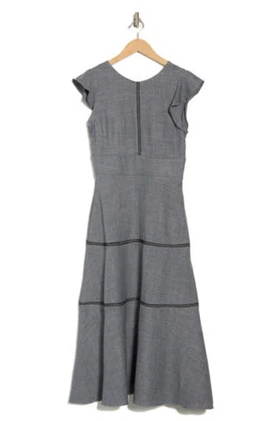 Calvin Klein Crosshatch Cap Sleeve Tiered Midi Dress