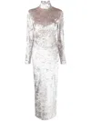 Calvin Klein Crushed-velvet Long Dress In Grey