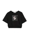 Calvin Klein Crystal-print Cropped T-shirt In Black