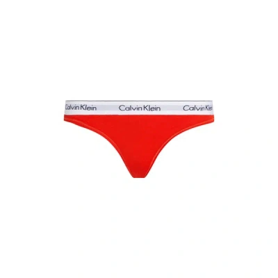 Calvin Klein Womens Adrenaline Rush Icon Logo Stretch-cotton Thong Xs In Red