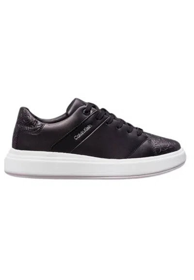 Calvin Klein Cupsole Lace Up Mono Mix Sneakers In Nero