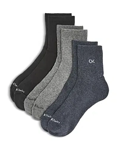 Calvin Klein Cushioned High Quarter Socks, Pack Of 3 In Dark Denim